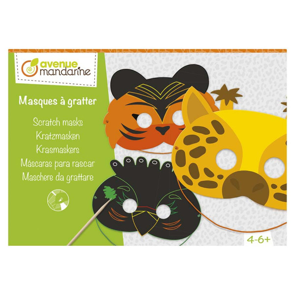 Boîte créative Masques à gratter Animaux de la jungle