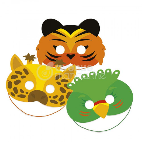 Boîte créative Masques à gratter Animaux de la jungle