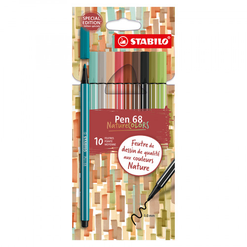  Premium Fibre-Tip Pen - STABILO Pen 68 NatureCOLORS - Pack of  10 - Assorted Nature Colours : Office Products