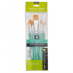 Pinceau court Synthétique 8 pcs Assortiment