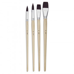 Pinceau long Synthétique Brun 4 pcs Plat + Rond