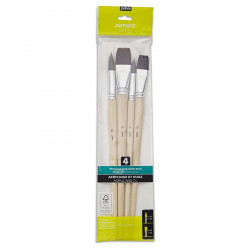 Pinceau long Synthétique Brun 4 pcs Plat + Rond