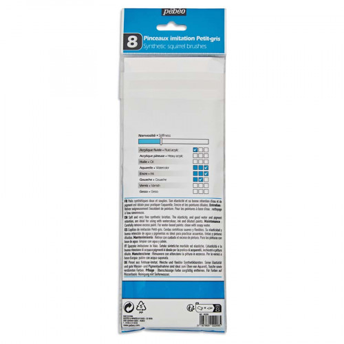 Pinceau Aquarelle Imitation Petit Gris 8 pcs Précision