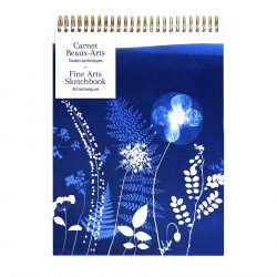 Carnet Beaux-arts Spirale haut Cyanotype A4 21 x 29,7 cm 40 feuilles Blanc