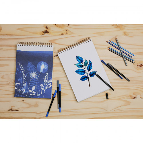 Carnet Beaux-arts Spirale haut Cyanotype A4 21 x 29,7 cm 40 feuilles Blanc