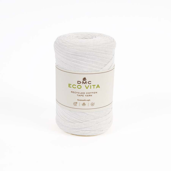 Fil crochet Eco Vita Tape Yarn 250 g Blanc 01