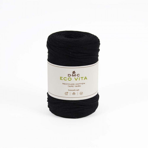 Fil crochet Eco Vita Tape Yarn 250 g Noir 02