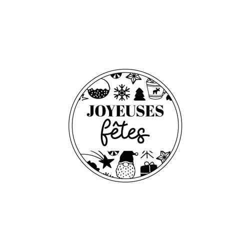 Tampon bois rond Joyeuses fêtes