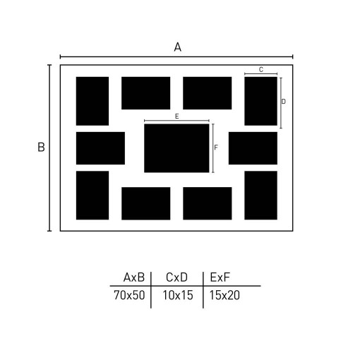 Cadre Pixel Multivues 50 x 70 cm Noir