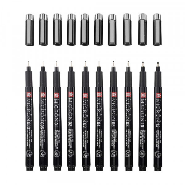 Set de feutres calibrés Pigma Micron + Étui - Black Edition