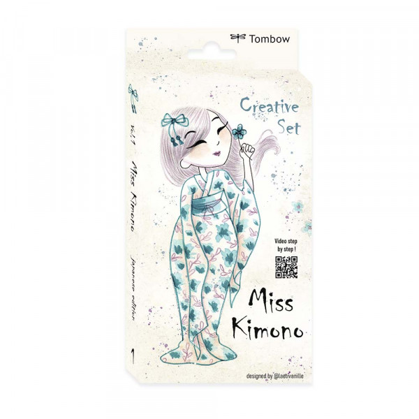 Set de dessin Miss Kimono 4 pcs + feuilles A6