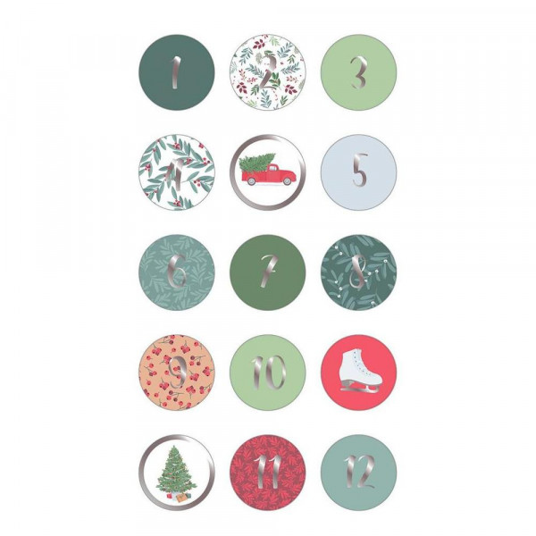 Stickers Ronds Calendrier de l'Avent Christmas Time
