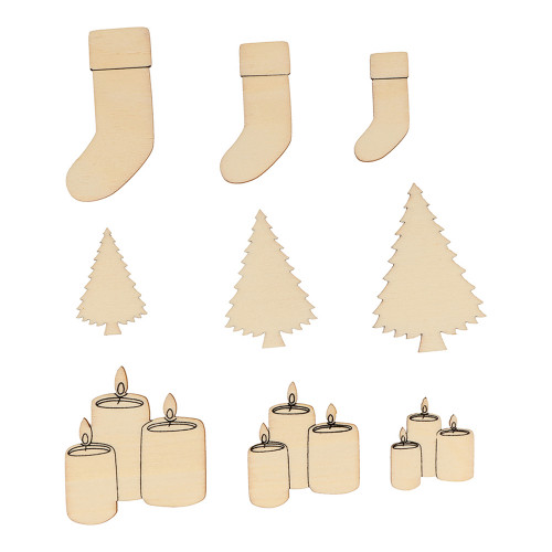 Silhouettes en bois Christmas Time 28 pcs