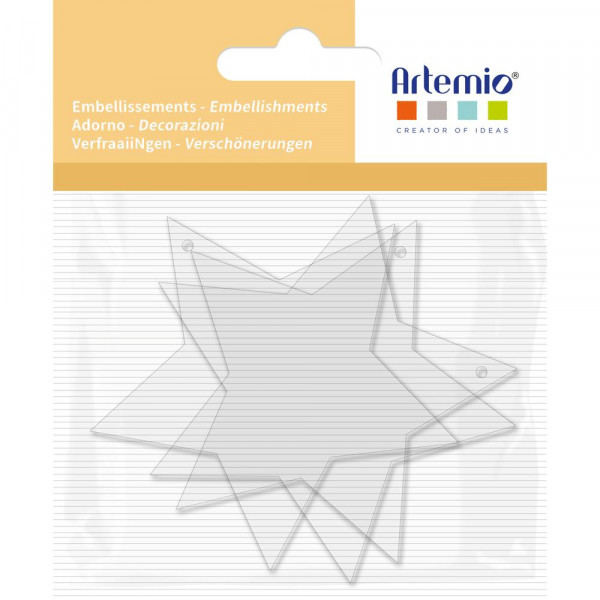Étoile en acrylique transparent 3 pcs