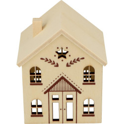 Maison en bois Ajourée Étoile 9,5 x 7,8 x 7,8 cm