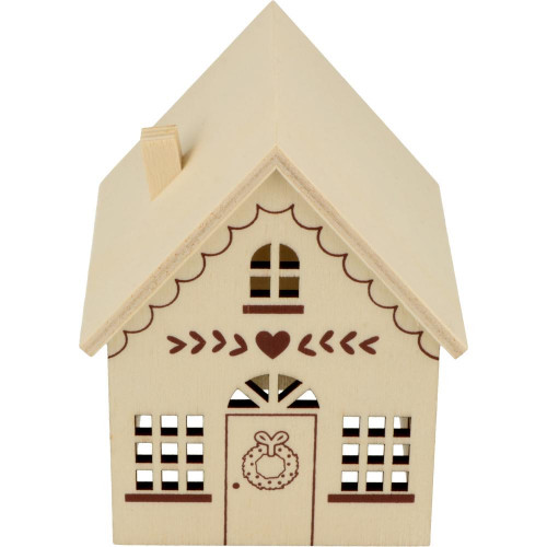 Maison en bois Ajourée Cœur 8,6 x 7 x 6,2 cm