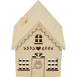 Maison en bois Ajourée Cœur 8,6 x 7 x 6,2 cm
