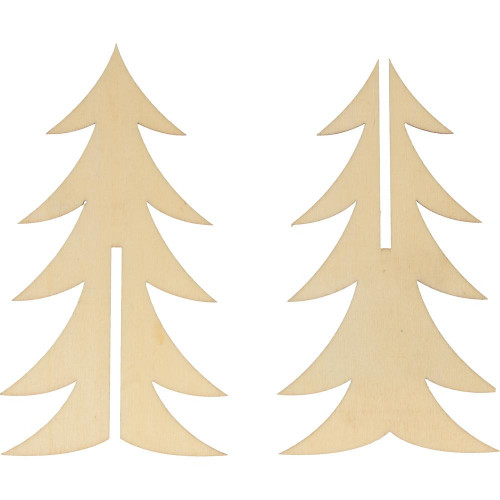 Sapins 3D en bois Lot de 4 pcs