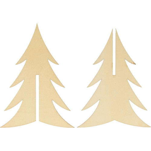 Sapins 3D en bois Lot de 4 pcs