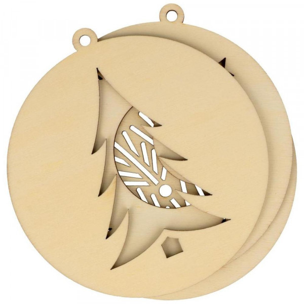 Silhouettes en bois 3 pcs Noël Lune