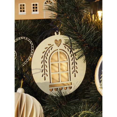 Silhouettes en bois 3 pcs Noël Fenêtre