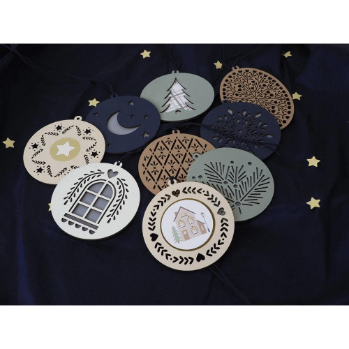 Silhouettes en bois 3 pcs Noël Étoile