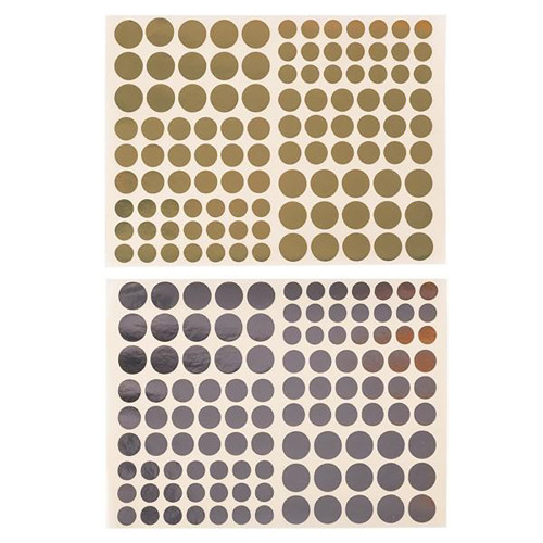 Gommetttes rondes 216 pcs Or et argent