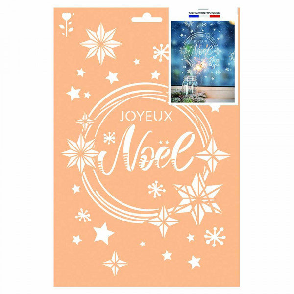Pochoir A4 Joyeux Noël Flocons