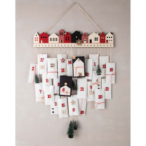 Calendrier de l'Avent mural en Bois 44,4 x 10 cm
