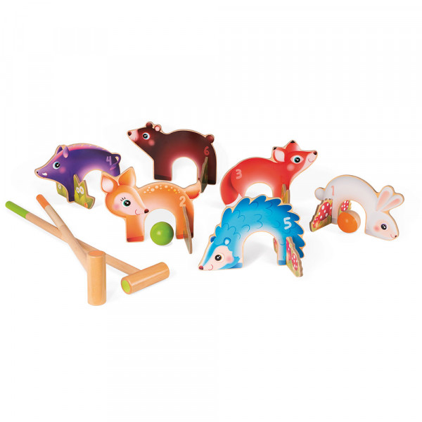 Jeu d'adresse Croquet en bois Animaux de la forêt