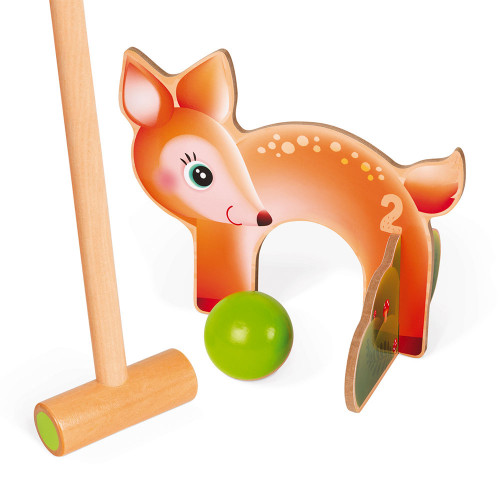 Jeu d'adresse Croquet en bois Animaux de la forêt