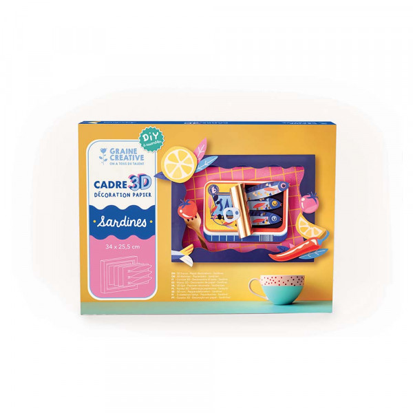 Coffret créatif - cadre 3D papier Les sardines - Graine Créative