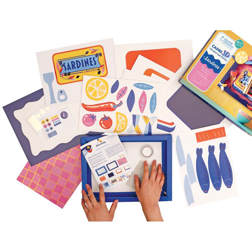 Coffret créatif - cadre 3D papier Les sardines - Graine Créative