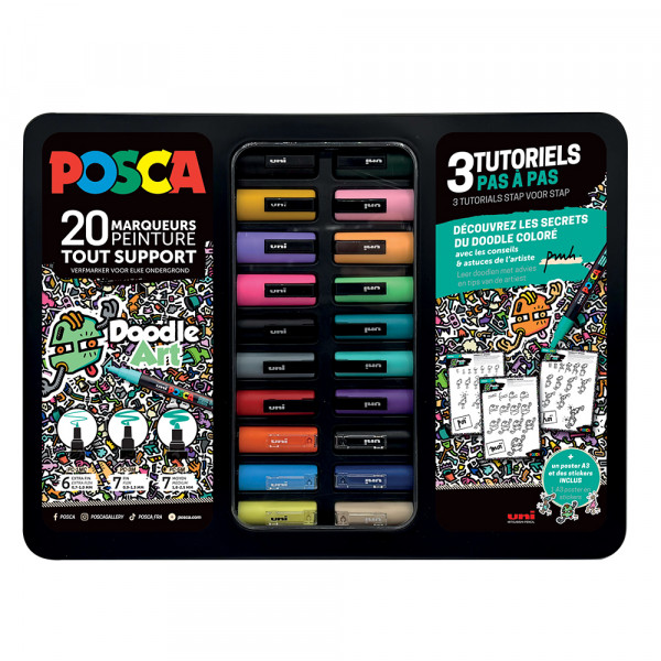 Mallette Posca Doodle 20 Marqueurs Peinture - Uni