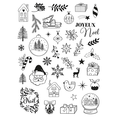 Tampons mouss Creative Stamp Joyeux Noël 39 pcs - Aladine