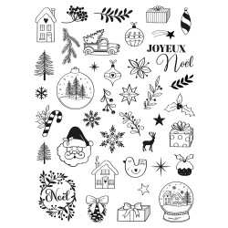 Tampons mouss Creative Stamp Joyeux Noël 39 pcs - Aladine