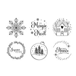Tampons en bois Magie de Noël 6 pcs - Aladine