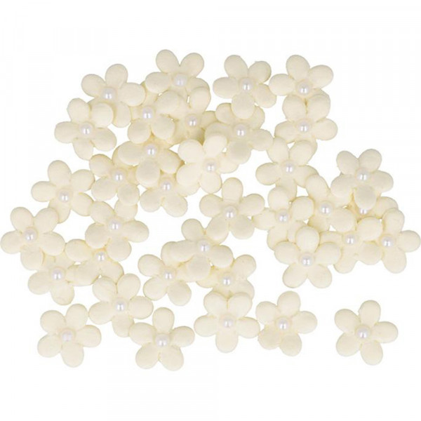 Fleurs décoratives Coton recyclé Crème Ø 1,9 cm 50 pcs