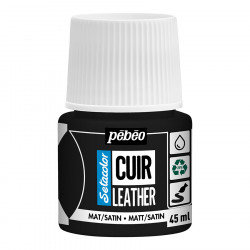 Peinture Cuir Setacolor 45 ml Mat-Satiné Noir - Scrapmalin