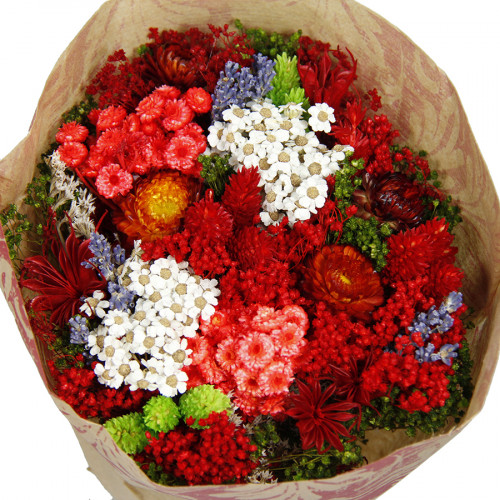 Bouquet de fleurs séchées Fantasy 30 cm - Rouge