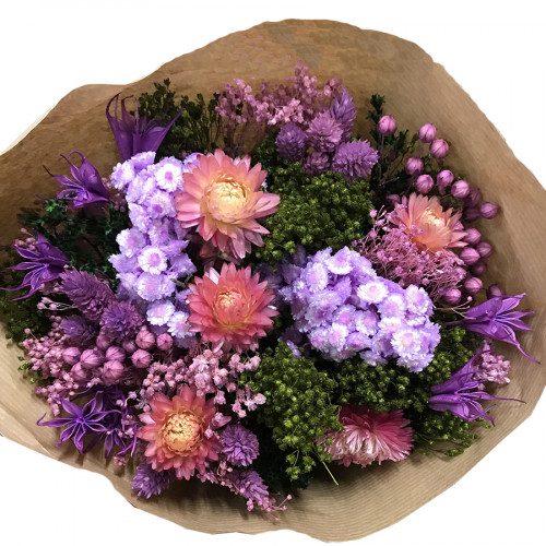 Bouquet de fleurs séchées Fantasy 30 cm - Violet