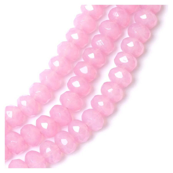 Perles de Bohème sur Fil - Facettées Rose Transparent 6 x 8 mm