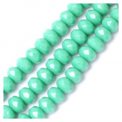 Perles de Bohème sur Fil - Facettées Vert Jade Opaque 6 x 8 mm