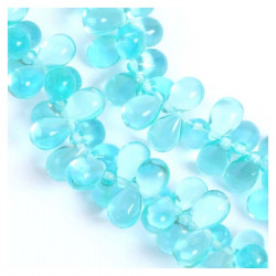 Perles de Bohème sur Fil - Goutte 6 x 9 mm Turquoise Transparent