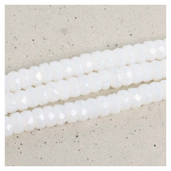 Perles de Bohème sur Fil - Rondelle Facettée Blanc Opaline 3 x 6 mm