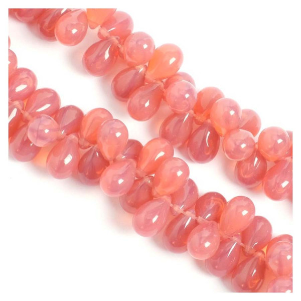 Perles de Bohème sur Fil - Goutte 6 x 9 mm Rose Transparent