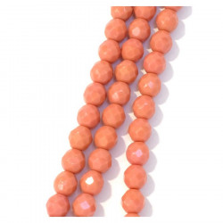 Perles de Bohème sur Fil - Rondes Facettées Vieux Rose Opaque 8 mm