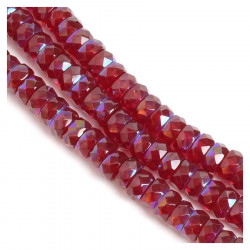 Perles de Bohème sur Fil - Rondelle Facettée Rouge Transparent AB 3 x 6 mm