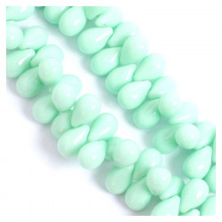 Perles de Bohème sur Fil - Goutte 6 x 9 mm Vert Menthe