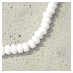 Perles de Bohème sur Fil - Donuts Blanc Opaque 9 x 5 mm
